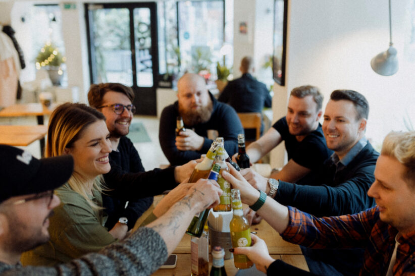 Web developers, designers, and consultants on a team building activity